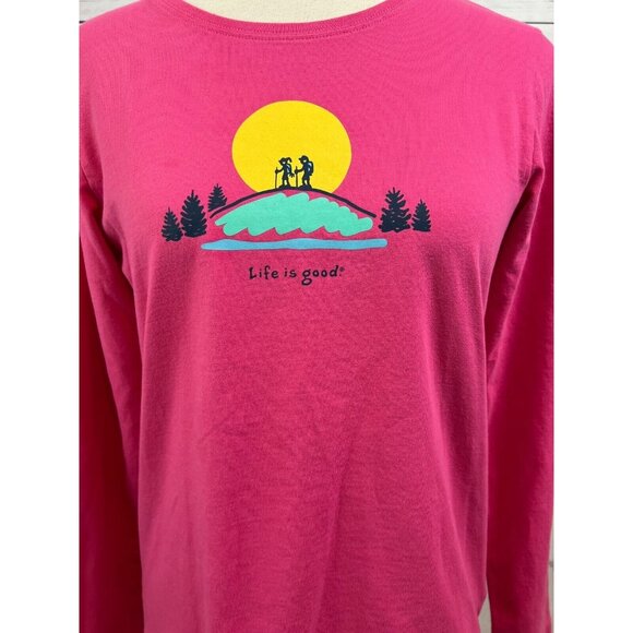 Life is‎ Good Tee Shirt Graphic T-Shirt Crusher Long sleeve Hiking Medium Womens - Picture 1 of 11